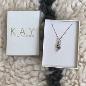 Sterling silver & sapphire pendant necklace (NIB)